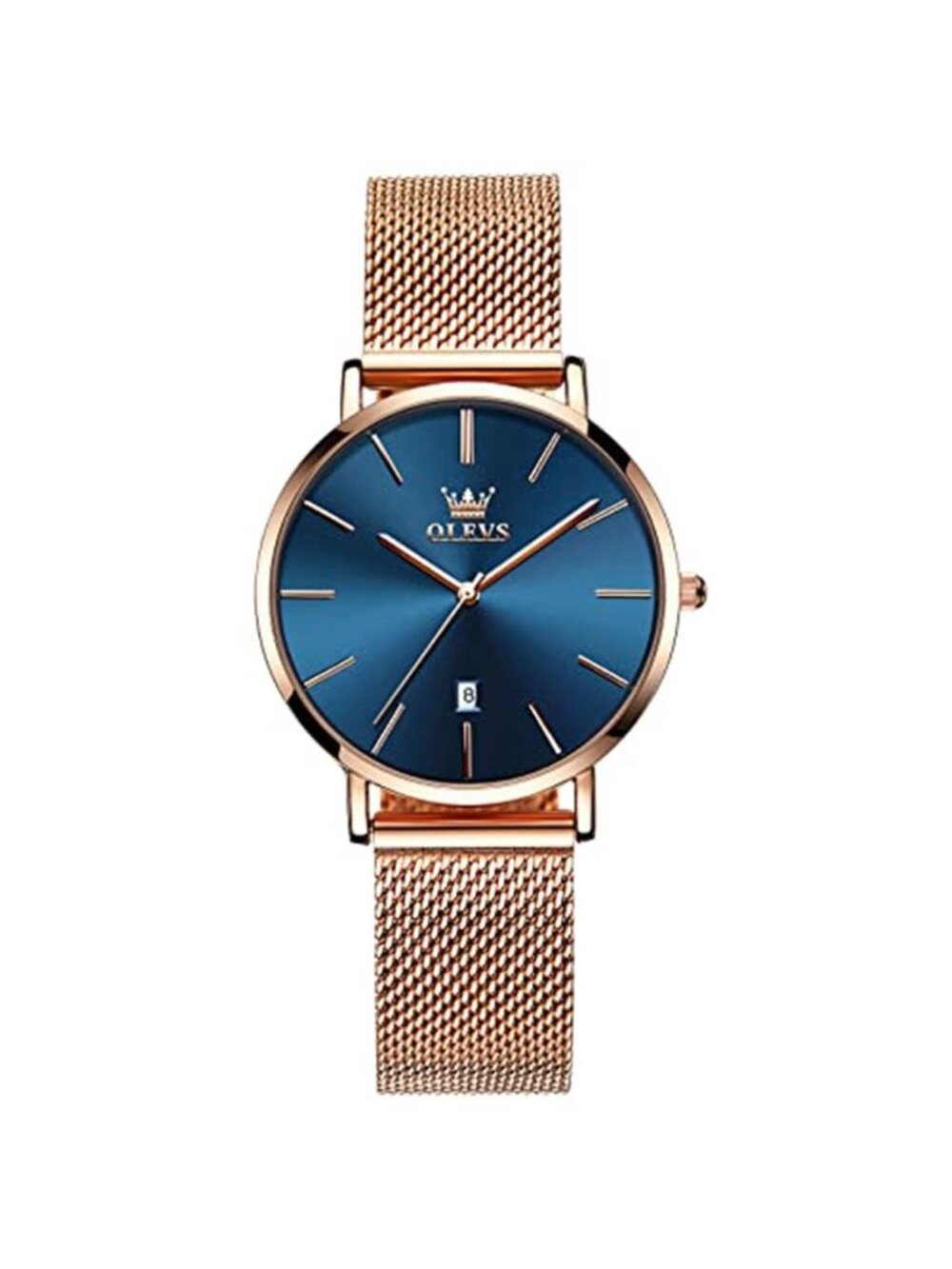 Women's Mesh Bracelet Watch, Elegant Large Face Three Hand Analog Quartz